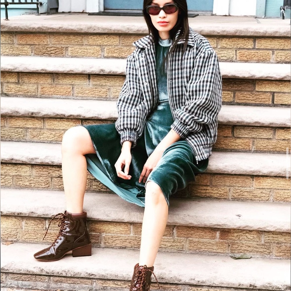 Kurt Lyle Lucy Jacket in Red/Brown Check - Picture 6 of 14